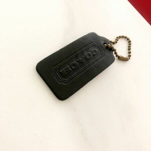 ◆◆◆COACH コーチ チャーム キーホルダー タグチャーム バッグチャーム レザー ロゴプレート ブラック