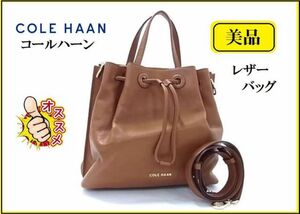 COLE HAAN【極美品】 コールハーン レザー 2WAY ハンドバッグ 巾着