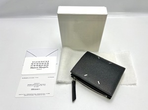 未使用品！ Maison Margiela メゾン マルジェラ 4ステッチ グレイン レザー フリップ フラップ 二つ折り 財布 SA1UI0020 P4745 ブラック