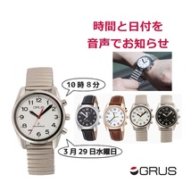 【平日15時まで即日出荷】ボイス電波時計【グルス GRUS 視覚障害者 全盲 弱視者 老眼 音声 腕時計 アナログ時計 インテック】_画像1