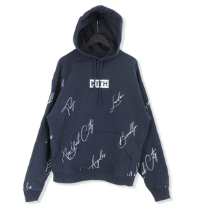 KITH キス シティ スクリプト フーディー KHM030347 21AW City Script Hoodie プルオーバーパーカー ネイビー L 71008926