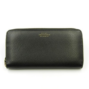 美品 SMYTHSON スマイソン 長財布 PANAMA ZIP AROUND PURSE パナマ ラウンドファスナー クロスグレイン ブラック 黒 24002764