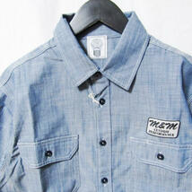 未使用 M&M CUSTOM PERFORMANCE エムアンドエムカスタムパフォーマス 半袖シャンブレーシャツ T/CCHAMBRAY WORKSHIRT ブルー M 27105458_画像3