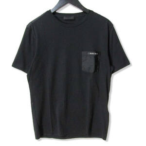 美品 PRADA プラダ 半袖Tシャツ ポケット SJN250 カットソー ブラック 黒 M 27105538