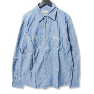 美品 MANIFATTURA CECCARELLI マニファッチュラ チェッカレッリ 長袖フィールドシャツ 702 FIELD SHIRT シャンブレー ブルー L 27105540