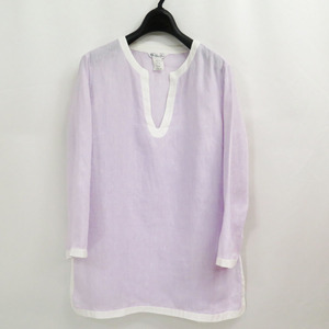 Loro Piana Lavender Linen Pullover Kaftan Shirt 40 ロロピアーナ ラベンダー パープル リネン カフタン シャツ ブラウス イタリア製