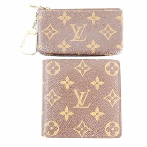 【2点】 LOUIS VUITTON ルイヴィトン LV モノグラム ポルトフォイユ マルコ ポシェットクレ 二つ折り 財布 小銭入れ 小物 1572-MSの画像1