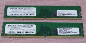 ∠BUFFALO MV-D4U2400-S4G 2枚セット *PC4-19200/DDR4-2400 Samsungチップ 288Pin DDR4 UDIMM 8GB(4GB x2) 動作品