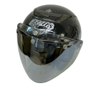 【美品】 ZEUS ゼウス NAZ-206 ジェットヘルメット FREE 黒系 ブラック系　 ※ミラーシールド付き（KABUTO） 7073-100