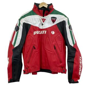 【即決】 DUCATI ドゥカティ DAINESE ダイネーゼ　本革レザージャケット 赤系/白系/グリーン系 サイズ52 7226-100