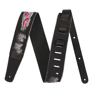 FENDER FENDER x WRANGLER フェンダー ラングラー Ripped Denim Strap, Black ギターストラップ 革