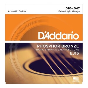 ダダリオ D'Addario EJ15 Phosphor Bronze Extra Light アコースティックギター弦×5セット