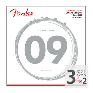 フェンダー Fender Original 150 Guitar Strings Pure Nickel Wound Ball End 150L 009-042 Gauges 3-Pack エレキギター弦 3パック入り×2