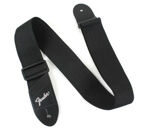 フェンダー Fender Economy Strap SILVER 2 Black Polyester Logo Straps ギターストラップ