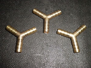 【訳あり】 真鍮 3ウェイ Y型 ホース ジョイント パイプ 外径8mm 5/16 3又 分岐 三又 継手