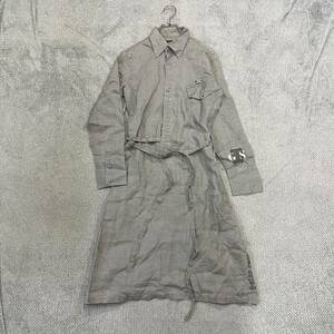 1円スタート! （19）G-STAR RAW ジースターロウ リネンシャツワンピース サイズS ハーフボタン 麻100% 灰色 レディース トップス 最落なし