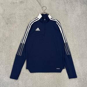 1円スタート! （2）adidas アディダス ハーフジップ トラックジャケット ジャージ サイズM相当 ブルー 青 メンズ トップス 最落なし