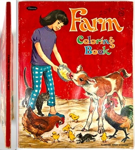 NINA HATCHER“FARM Coloring Book”（ぬりえ/WHITMAN PUBLISHING DIVISION/1969年/昭和44年/レトロ/JUNK）