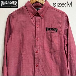 【複数割】スラッシャー　THRASHER 長袖シャツ　赤　スケート　M