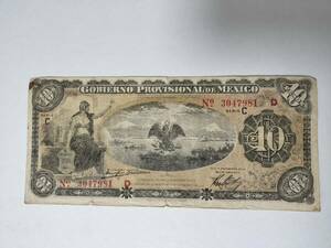 A 2075.メキシコ1枚1914年紙幣 旧紙幣