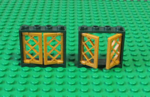 6K009-凸LEGO ラティス窓のセット（濃緑） 2セット %60594