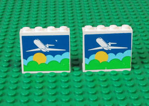 6M087-凸LEGO 「飛行機、太陽と雲」パネル 2個　%4215apb08