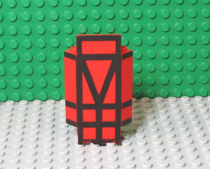 6M513-凸LEGO コーナー壁パネル（凸3x3x6）赤地黒ストライプ　%2345p01