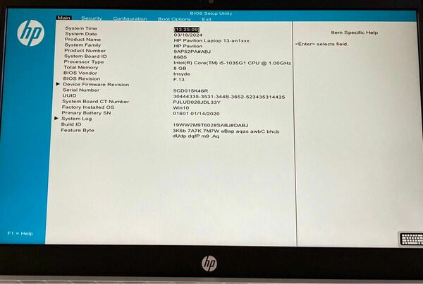 {ジャンク}HP Pavilion Laptop 13-an 1xxx i5-1035G1 8GB 