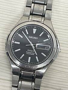 [ML10080-2]1円〜稼働品！【SEIKO】DOLCE PERPETUAL CALENDAR 8F33-0030 黒文字盤 デイデイト ベルト外れてます。