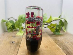 水中花シフトノブ　龍と薔薇の花びら　黒