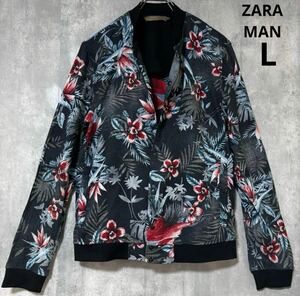 ザラ　ZARA MAN ブルゾン　薄地　シャツジャケット　L 総柄