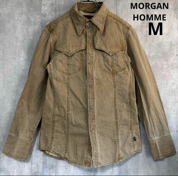 モルガンオム　MORGAN HOMME 長袖シャツ　M 硬生地