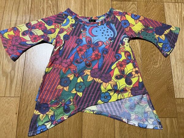ブーフーウー アシンメトリー 変形Tシャツ チュニック XS 80 90 バックアレイ バタフライ