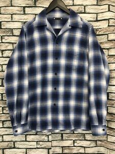 極美品★MINEDENIM マインデニム★21AW Ombre Check Flannel オンブレチェックオープンカラーフランネルシャツ