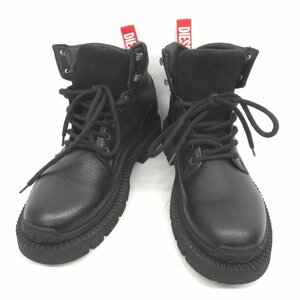 KR223862 ディーゼル 靴 カウレザー ワーク ブーツ D-TROIT Y03243 27.0cm ブラック メンズ DIESEL 中古