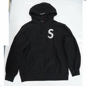 Th957182 シュプリーム × スワロフスキー パーカー S Logo Hooded Sweatshirt ブラック Mサイズ ロゴ ラインストーン Supreme 中古