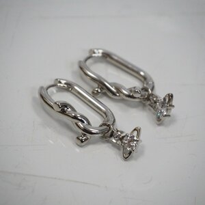 Th955961 ヴィヴィアンウエストウッド ピアス ワッカ/ロゴ オーブ ラインストーン シルバー色 Vivienne Westwood 美品・中古