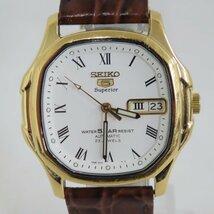 Ts528151 セイコー 腕時計 7S36-5010 SS 革ベルト ホワイト文字盤 メンズ SEIKO 中古_画像2