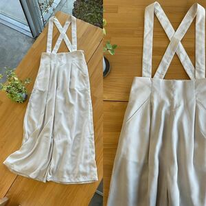  beautiful goods LEPSIMrepsi.m suspenders attaching 2way flare pants wide overall trousers high waist tuck go in bottoms ivory white color series M size 