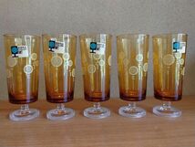 アデリアカラーグラス　５個セット　ADERIA　COLOR　中古・未使用品　長期保管品　昭和　送料無料　ADERIA　GLASS_画像2