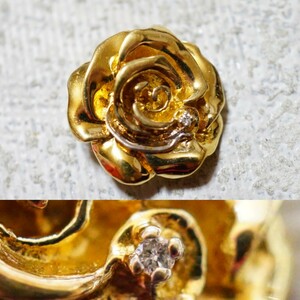 1437 IEI 天然ダイヤモンド ゴールドカラー ペンダント ネックレス ヴィンテージ アクセサリー STERLING刻印 アンティーク 宝石 装飾品