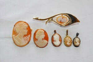 B1523 cameo series . woman person image brooch pendant accessory Vintage antique large amount set together . summarize set sale 