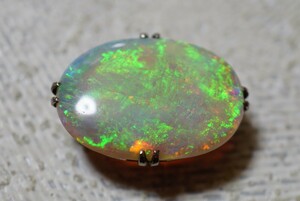 1413 天然オパール 帯留め ヴィンテージ アクセサリー 天然石 宝石 opal 色石 カラーストーン アンティーク 和装小物 着物 オビドメ 装飾品