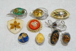 B1609 水中花 ペンダント ネックレス ブローチ リング 指輪 ヴィンテージ アクセサリー 大量 セット まとめて おまとめ まとめ売り 装飾品