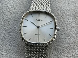 1円スタート 稼働 RADO ラドー 132.9551.4 クォーツ スクエア シルバー文字盤 純正ベルト ヴィンテージ 電池交換済み メンズ腕時計