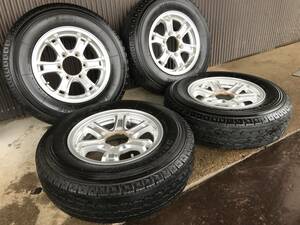 【中古ホイ－ルセット】ハイエ－ス200系 BS V600 195/80R15 107L + 社外品アルミ　4本セット◆W300