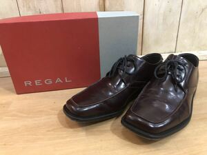 REGAL Y129AH Uチップ スクエアトゥ ビジネス シューズ ローファー 革靴 リーガル BURG 茶 ブラウン系 size 24 (25cm相当)