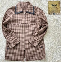 【美品★当時物】Мサイズ kent/VAN JAC 千鳥柄ジップジャケット/茶◆レザー切替☆ケント/ヴァンヂャケット (3)_画像1