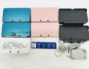 ZT2631 1円スタート!! Nintendo 任天堂 3DS 5台セット 充電器 ミスティピンク アクアブルー ホワイト CTR-001(JPN)