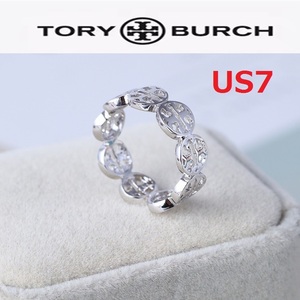 新品　TB037-01 Tory Burch トリーバーチ　定番　ロゴ　リング　指輪 US7 日本サイズ約14号　シルバー